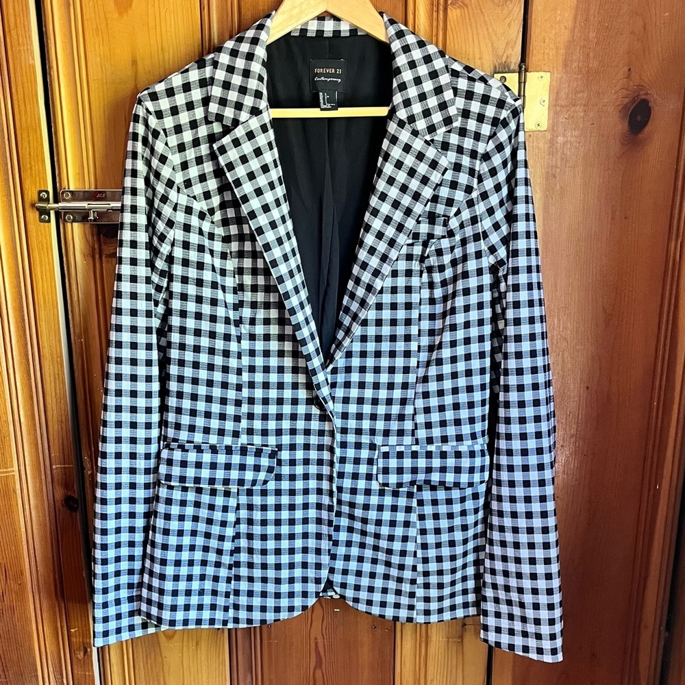 Lightweight Gingham Blazer